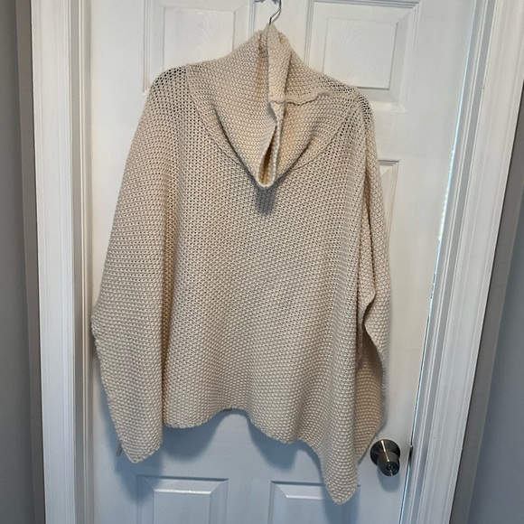 Cocogio Italy Pullover Poncho Wool Blend Thick Knit Ivory Cream One Size - Picture 1 of 5